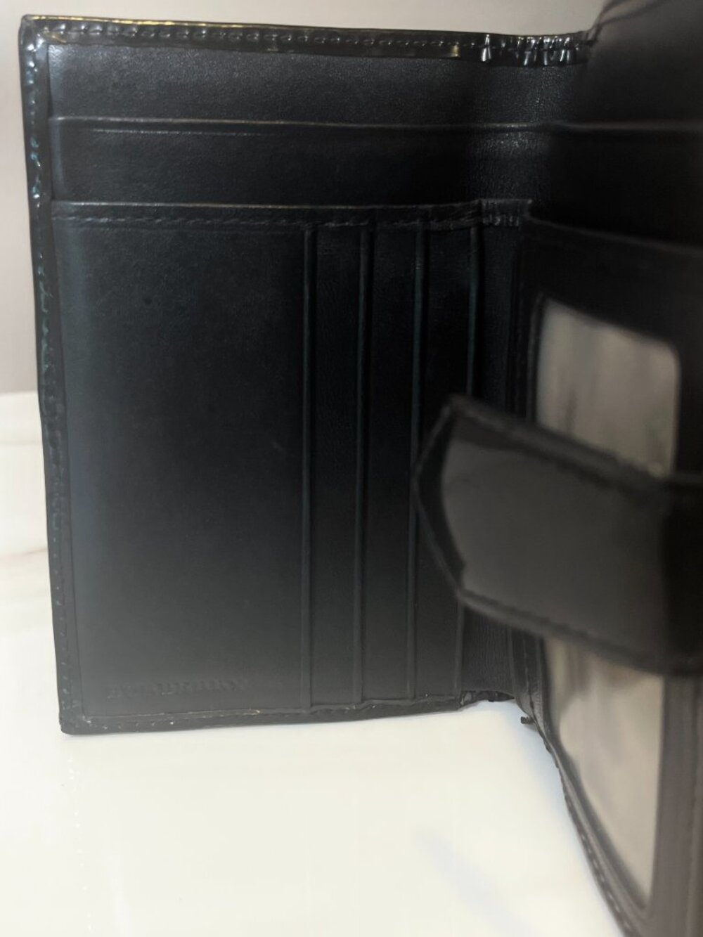 Burberry Nova Check Compact Tri-Fold Wallet Patent Leather Coated Canvas - Picture 6 of 13